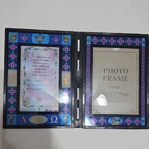 Source Unknown Blue and Black Double Picture Frame